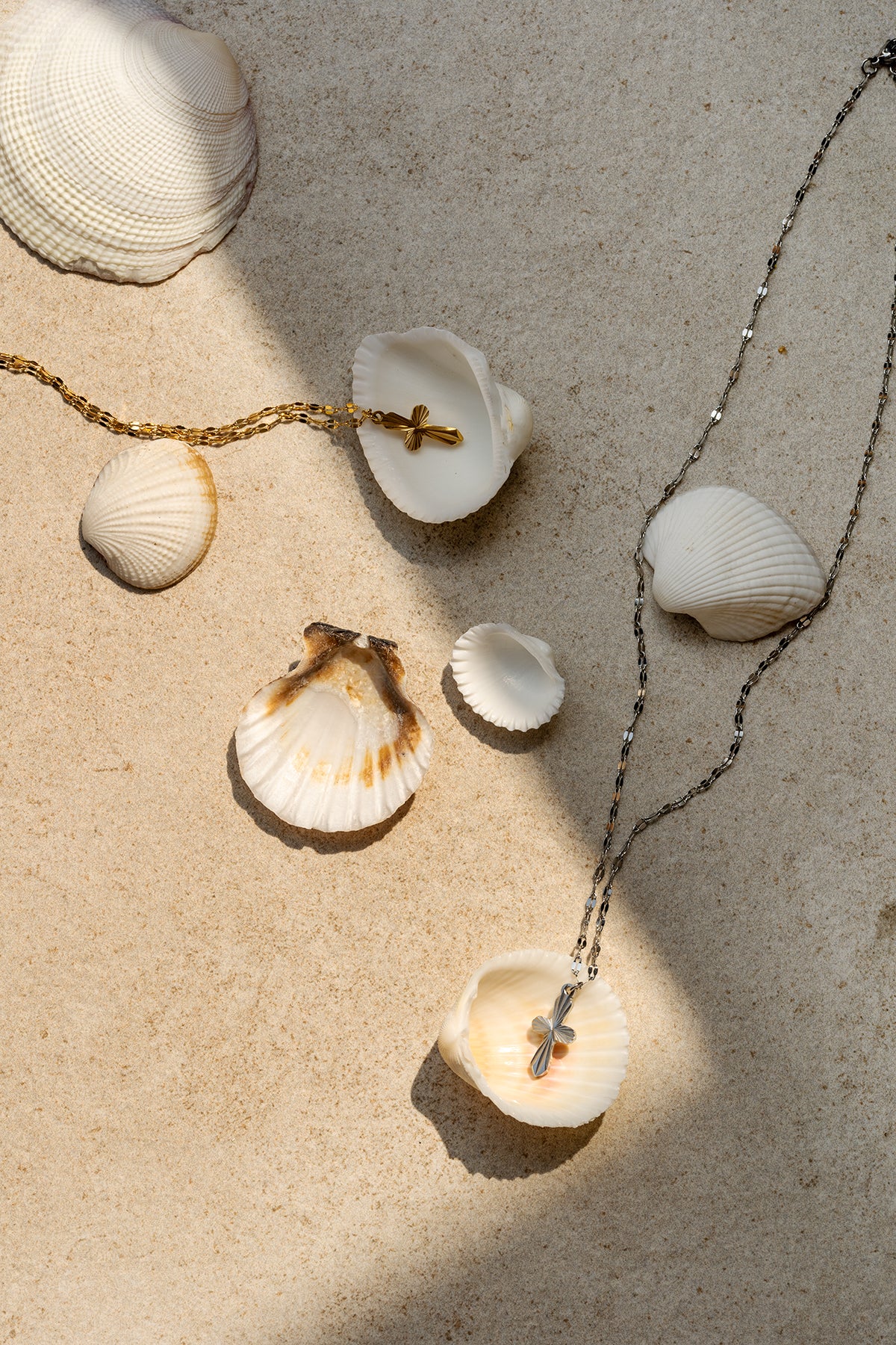 Seashell cross necklace